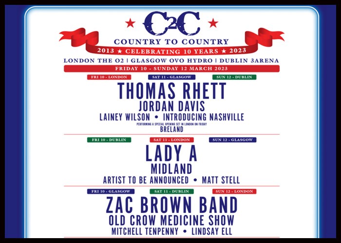 Thomas Rhett, Lady A & Zac Brown Band To Headline Country To Country 2023