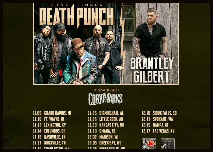 Five Finger Death Punch, Brantley Gilbert Announce Co-Headlining 2022 Tour