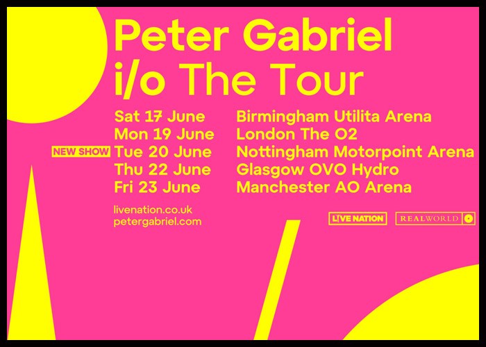 Peter Gabriel Adds Nottingham Motorpoint Arena Show To U.K. Tour