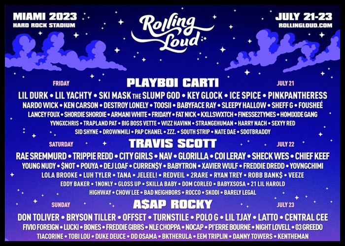 Playboi Carti, Travis Scott & A$AP Rocky To Headline Rolling Loud Miami 2023